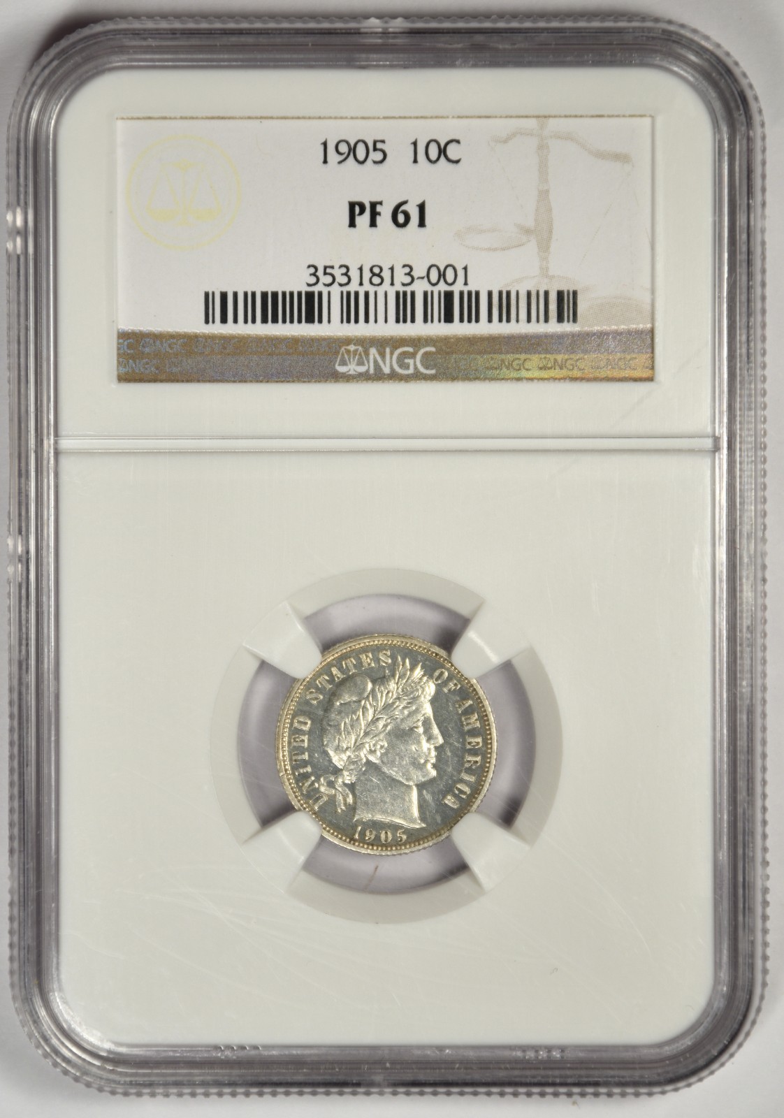 1905 PROOF BARBER DIME ~ NGC PF61 ~ NICE AND WHITE!