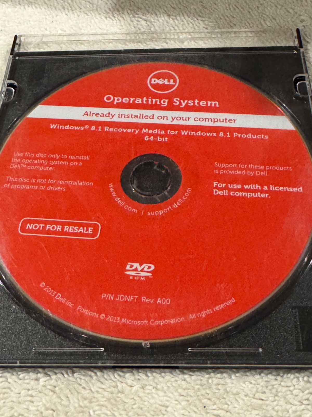 Dell Operating System Windows 8.1 Recovery Media 64bit DVD - DVD ONLY!!!