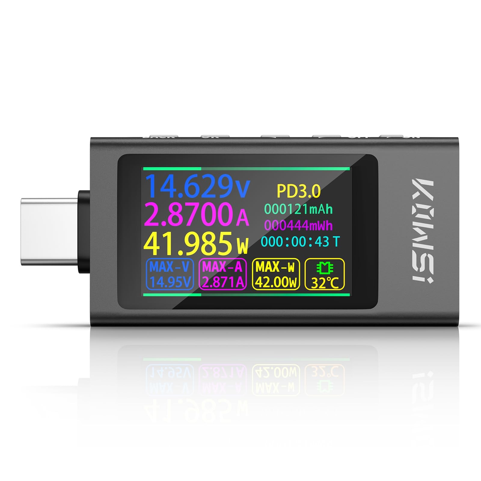 USB C Tester Power Meter 3.340V 012A Type C PD Load KWSX1 Digital Monitor