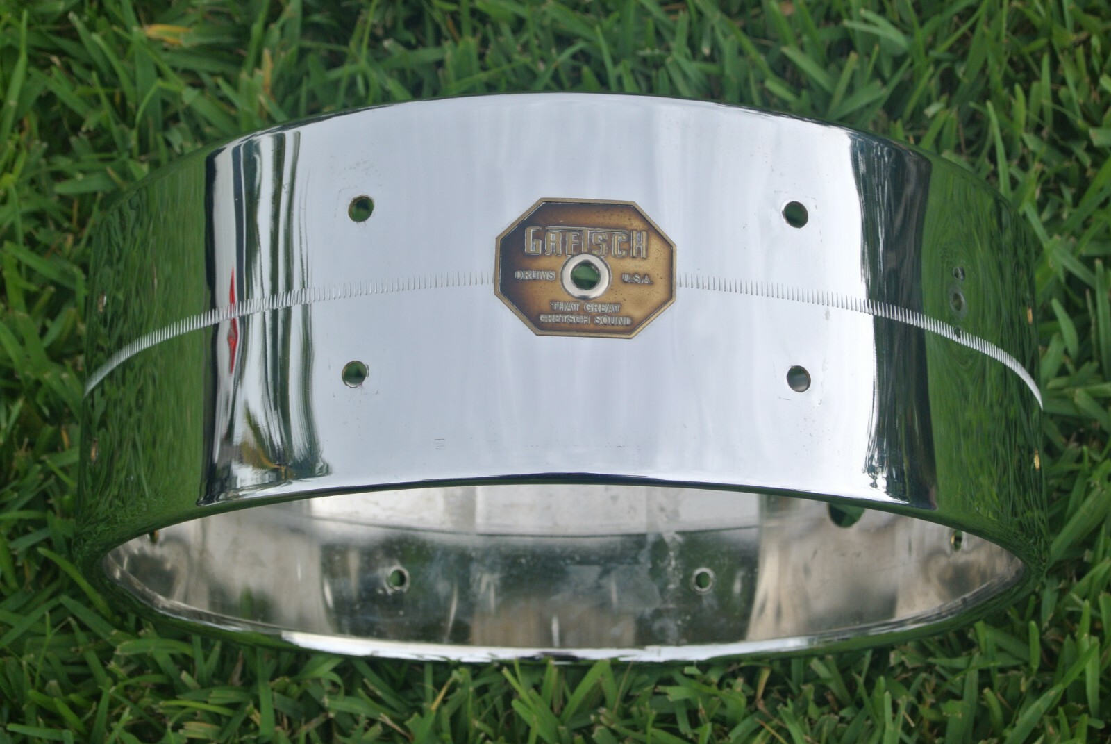 70s GRETSCH 14" 4160 HEX BADGE CHROME BRASS SNARE SHELL for YOUR DRUM SET! S875