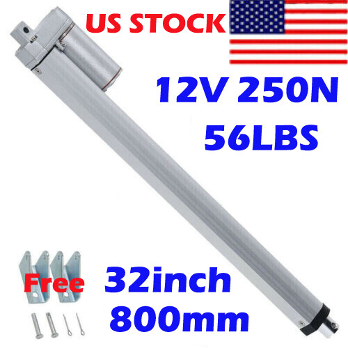 32inch Stroke Linear Actuator 56lbs Pound Max Lift 12V Volt DC Motor Fast 30mm/s