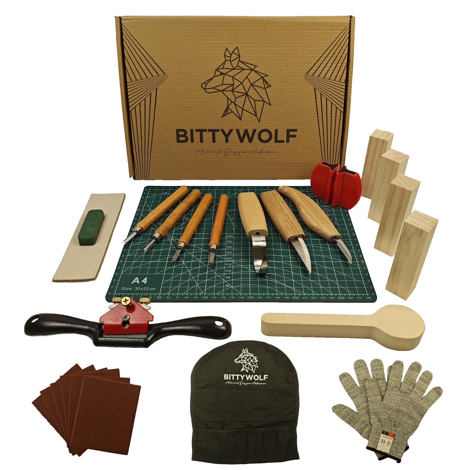 Wood Carving Kit , 24Pcs, Whittling Kit for Beginners, Knife Set with Cut Res...