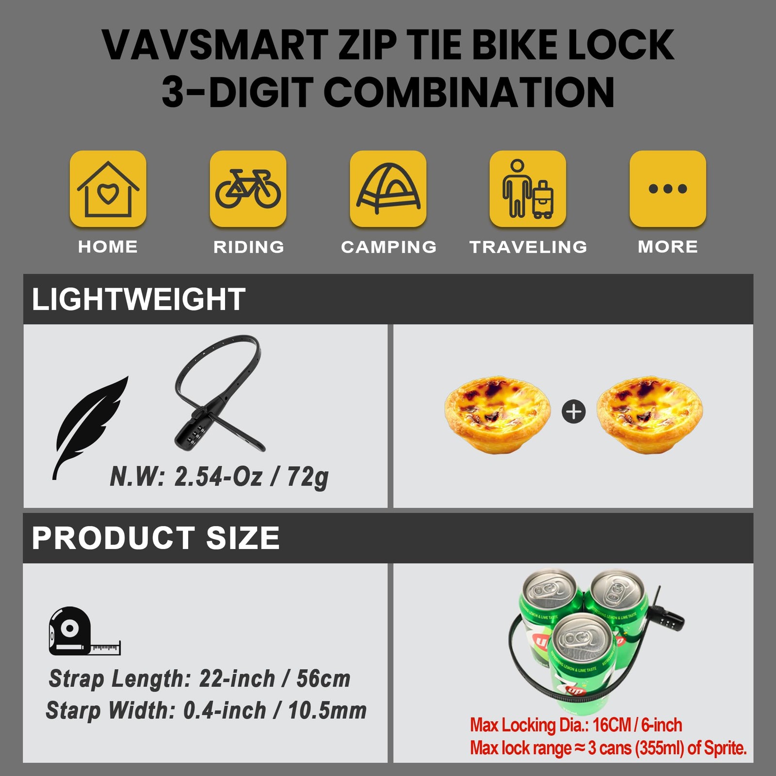 VAVSMART Zip Tie Lock, Adjustable Cable Lock Combination - Cafe Quick Combo