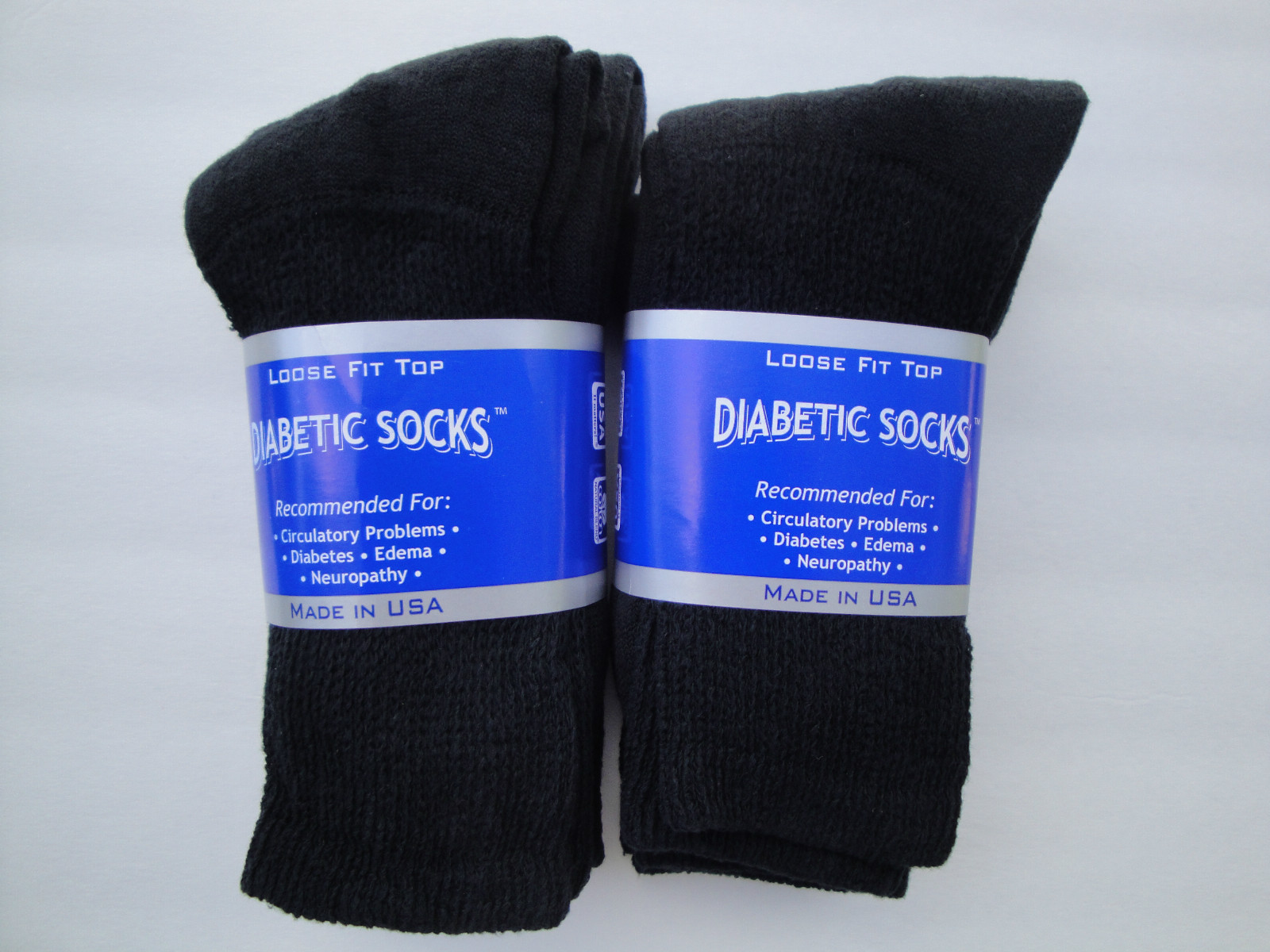 Best quality 6 pair of mens black Diabetic crew socks size 10-13 MADE IN USA