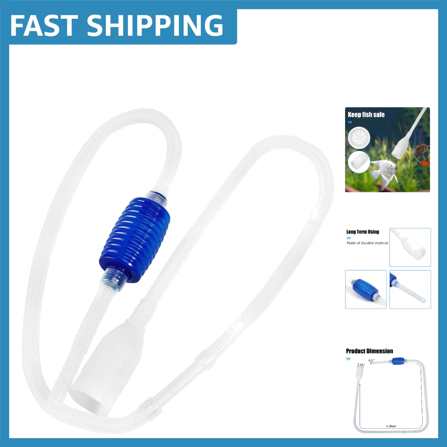 Reliable Aquarium Vacuum Cleaner - Safe Siphon for Betta and Goldfish Tanks
