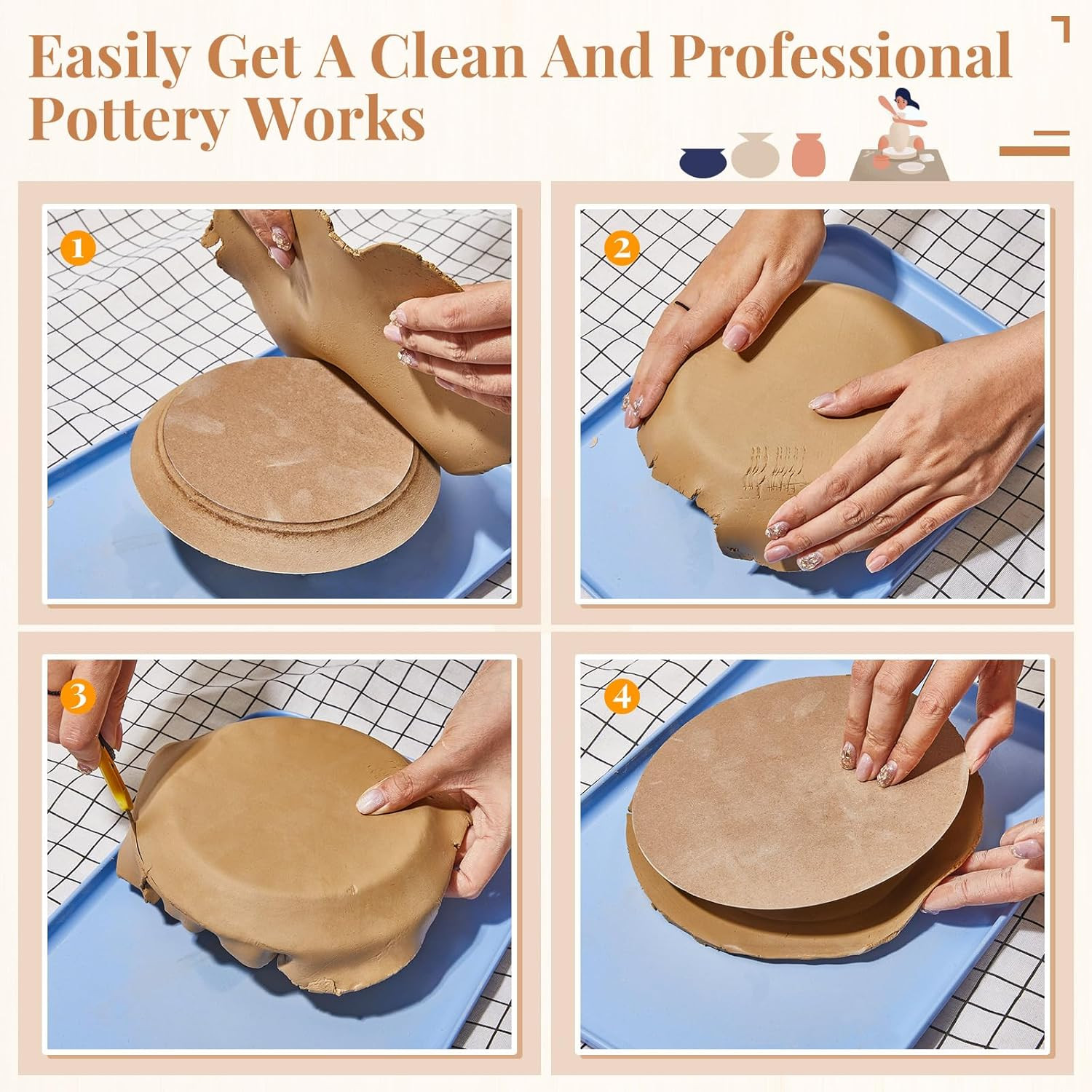 5 Pcs Ceramic Mold for Clay Wooden Pottery Clay Molds for Pottery Ceramic Plate