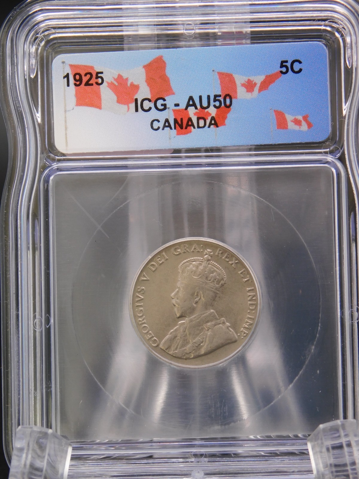 1925 CANADA FIVE CENT ICG AU50 (BT1222)
