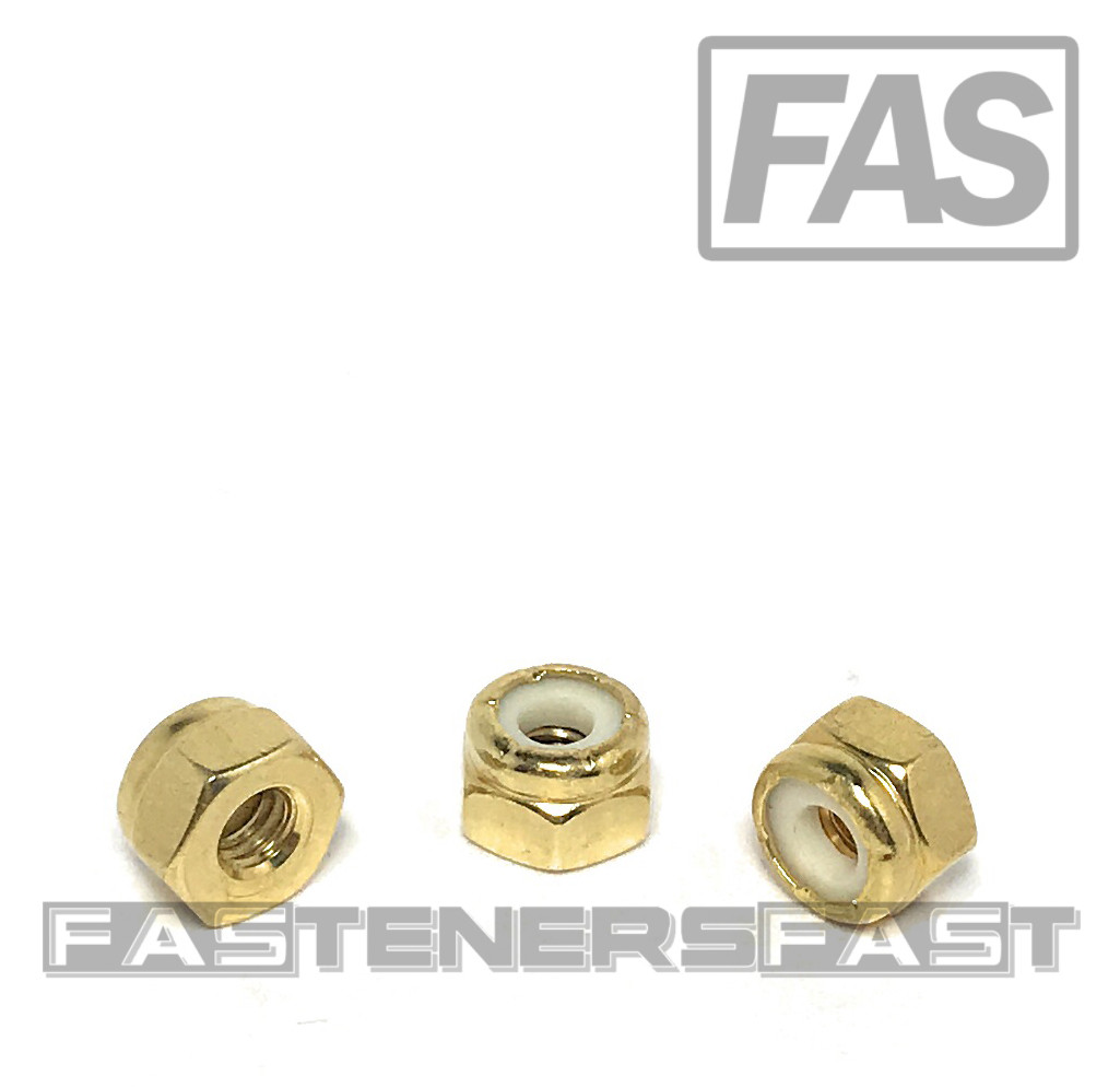 (25) 8-32 Brass Nylon Insert Lock Nuts Locking Hex Nuts #8-32 Solid Brass