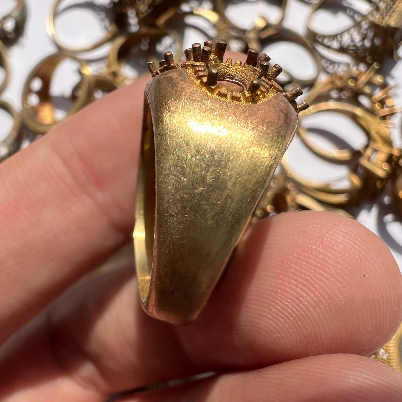 Brass Ring Blank Prong Setting Empty Base DIY Jewelry Crystal Gem Mount