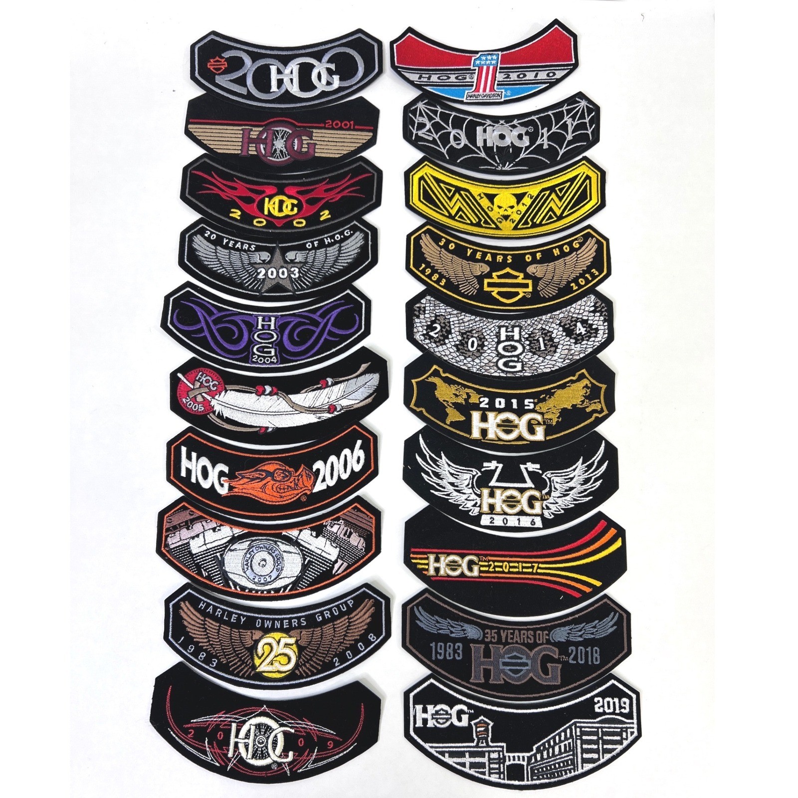 Harley Davidson HOG Annual Rocker Patch Set 2000-2019 Complete 20 Patches