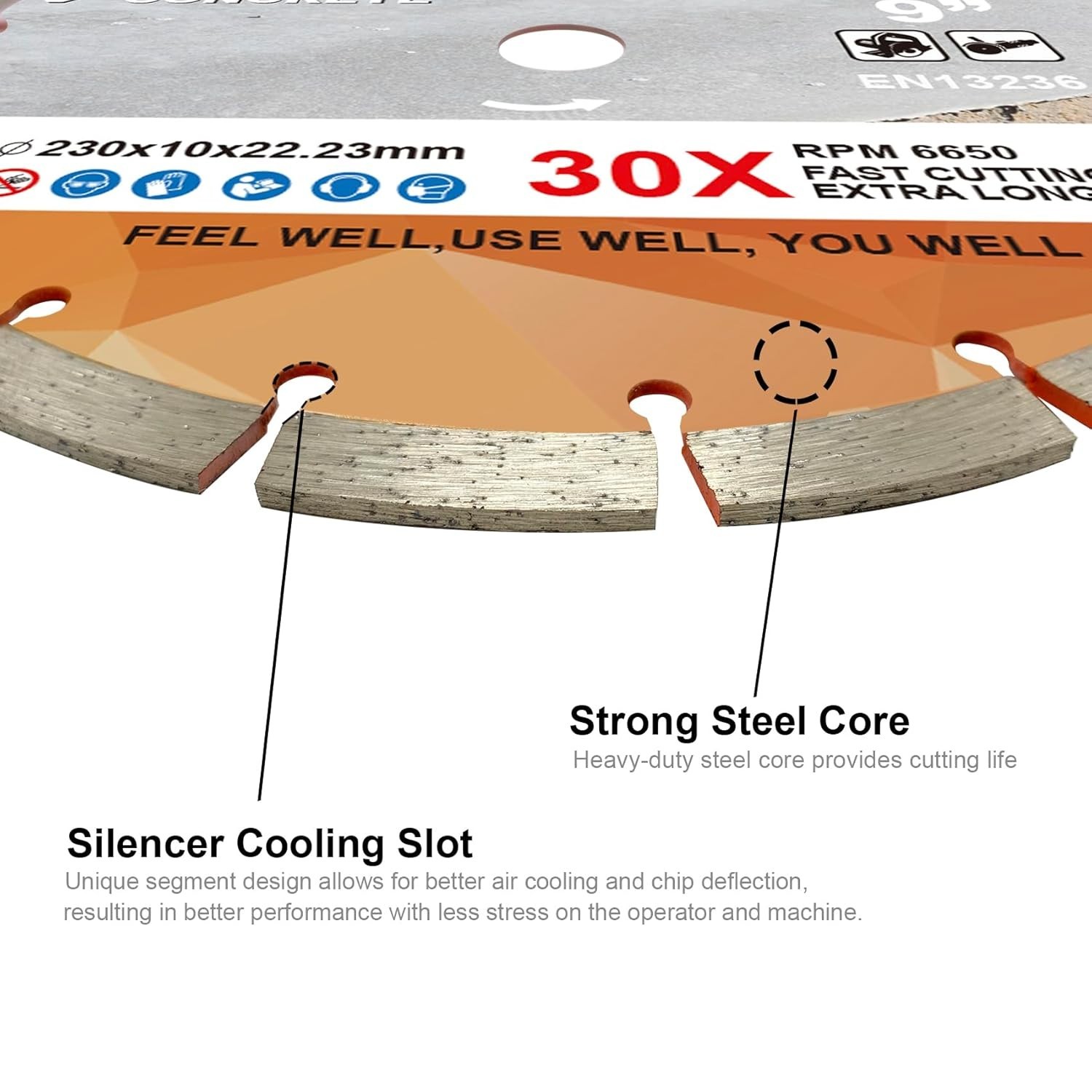 9 Inch Diamond Blade, Segmented General Purpose Blade Dry/Wet Cutting Concret...