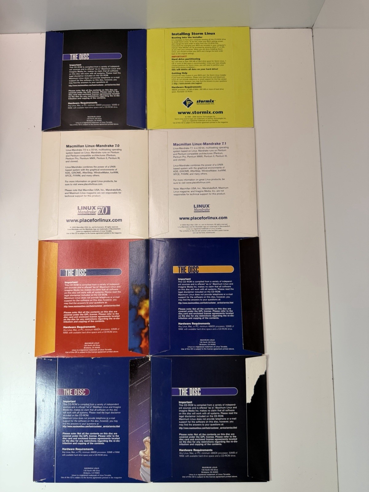 Maximum Linux CD Lot (8 Discs 2000–2001) + Mandrake 7.0 & 7.1 + Storm Linux