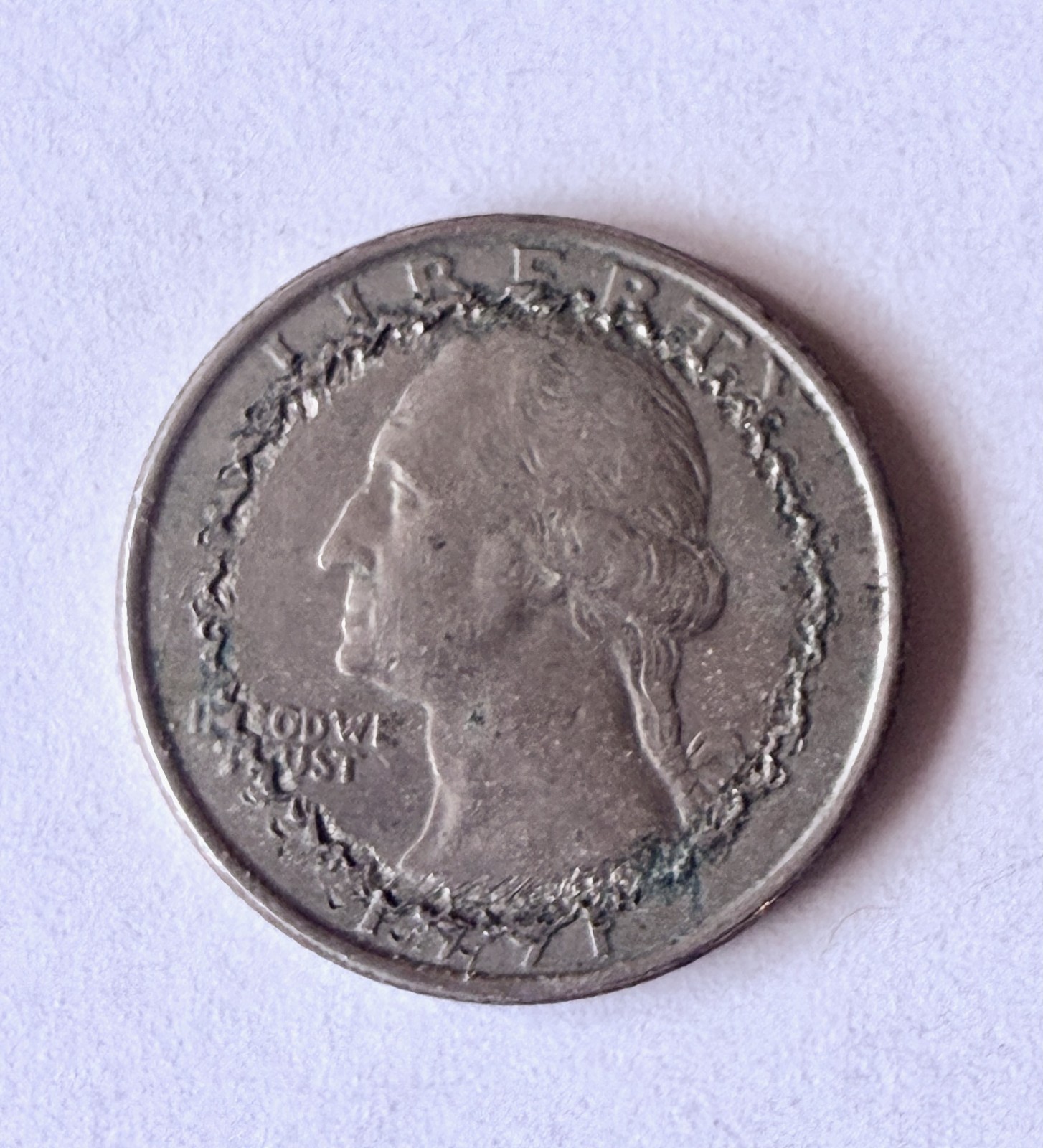 1991 Washington Quarter with Ring of Death on Obverse -  Circulated