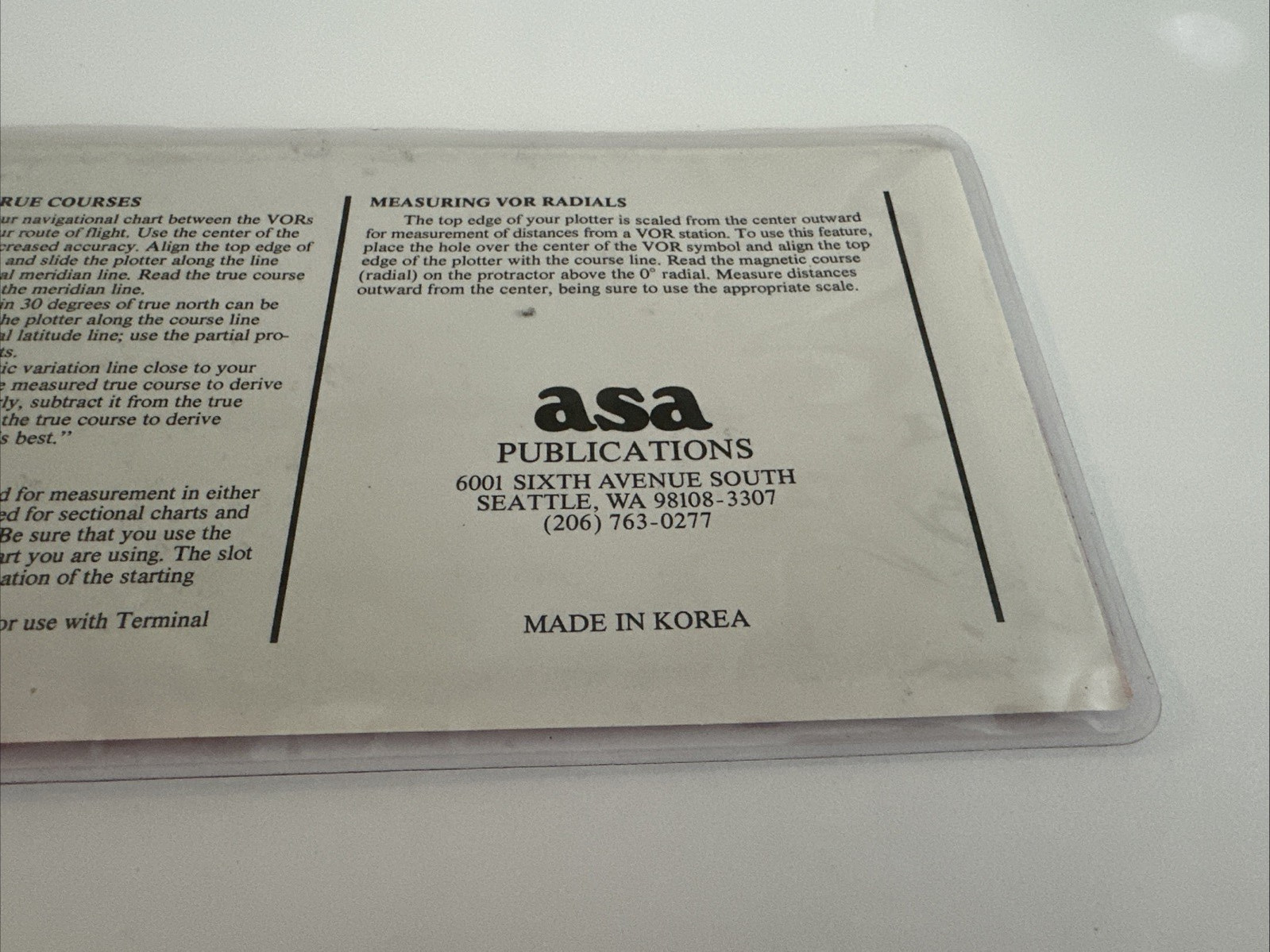 Vintage 1987 Aviation Navigation CP-1 Plotter ASA Publications Made in Korea