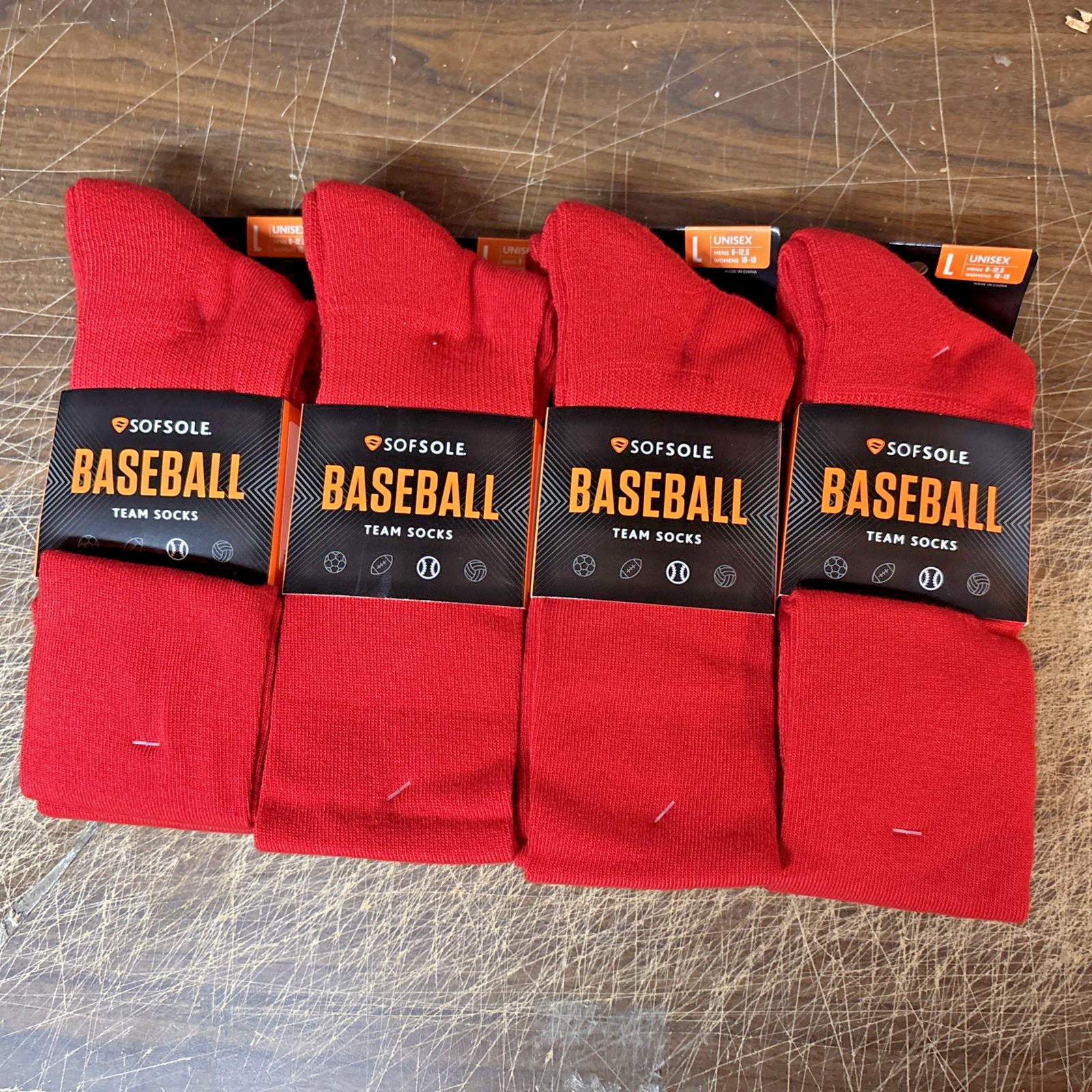 8 PAIR OF SOF SOLE BASEBALL TEAM UNISEX LARGE (MENS 8-12.5) (WOMENS 10-13)
