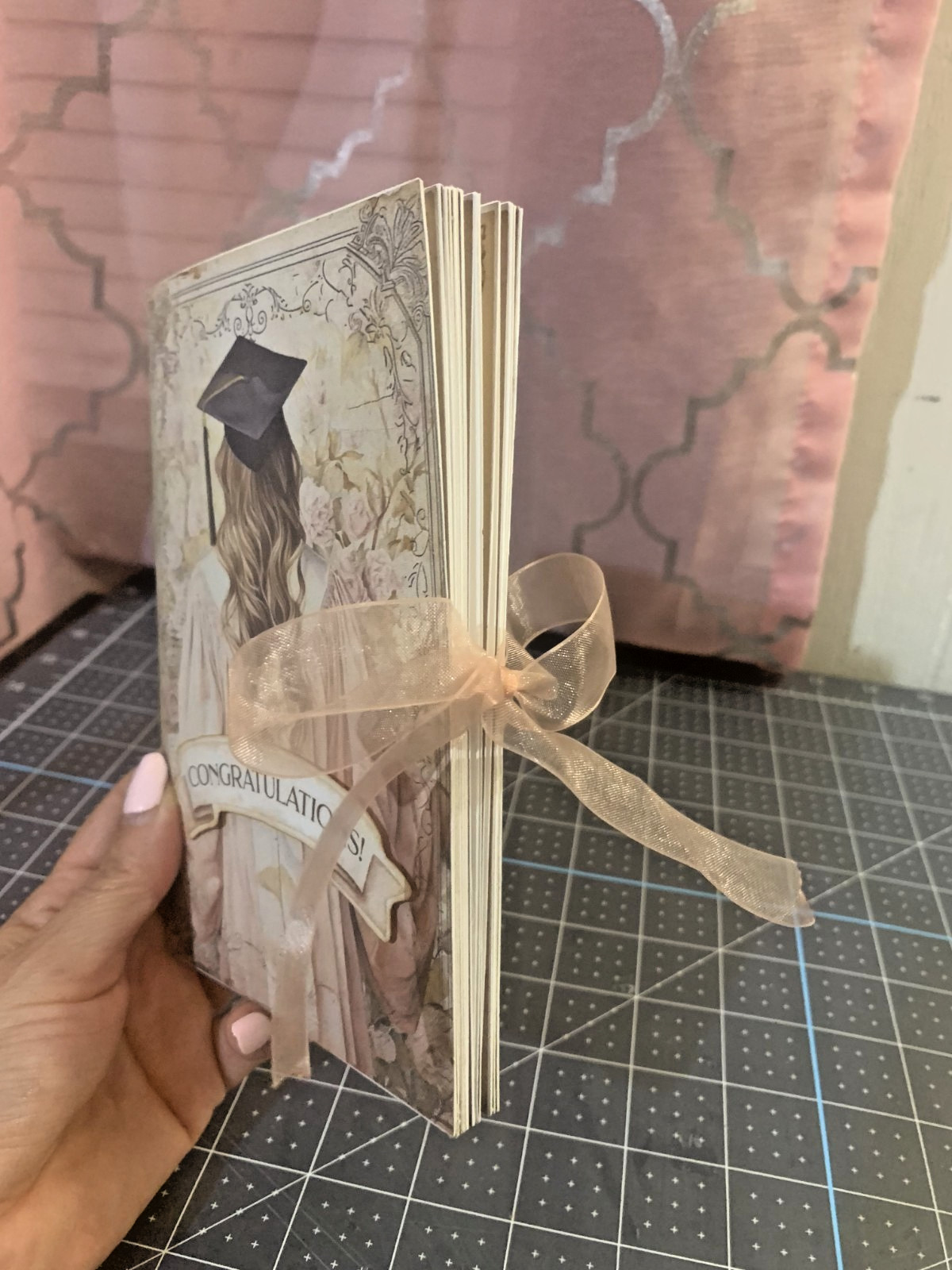 Handmade Graduation Journal Book | Shabby Chic Memory Book | Ephemera, Pockets.