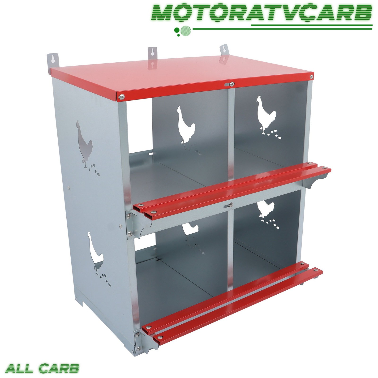 ALL-CARB Chicken Nesting Boxes 4 Compartment Metal Poultry Nest Box Wall Mount