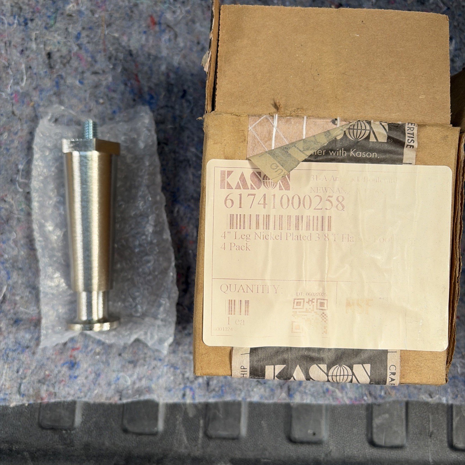 Kason 61741000258 4” Leg Nickel Plated 3/8” T Flange Foot