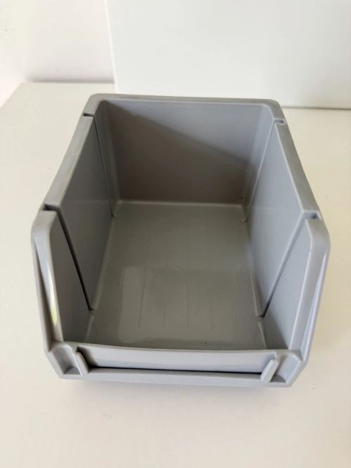 Stackable USED Gray Plastic parts Bins 12 pack 5x4x2-3/4"