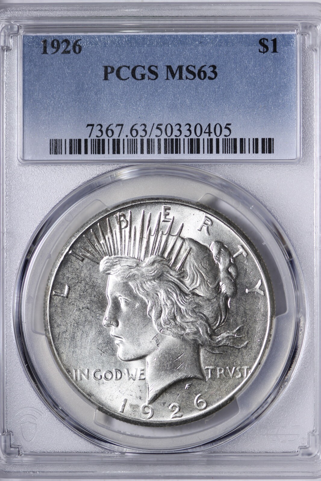 BU 1926 Peace Silver Dollar PCGS MS63 Better Date! XGCED