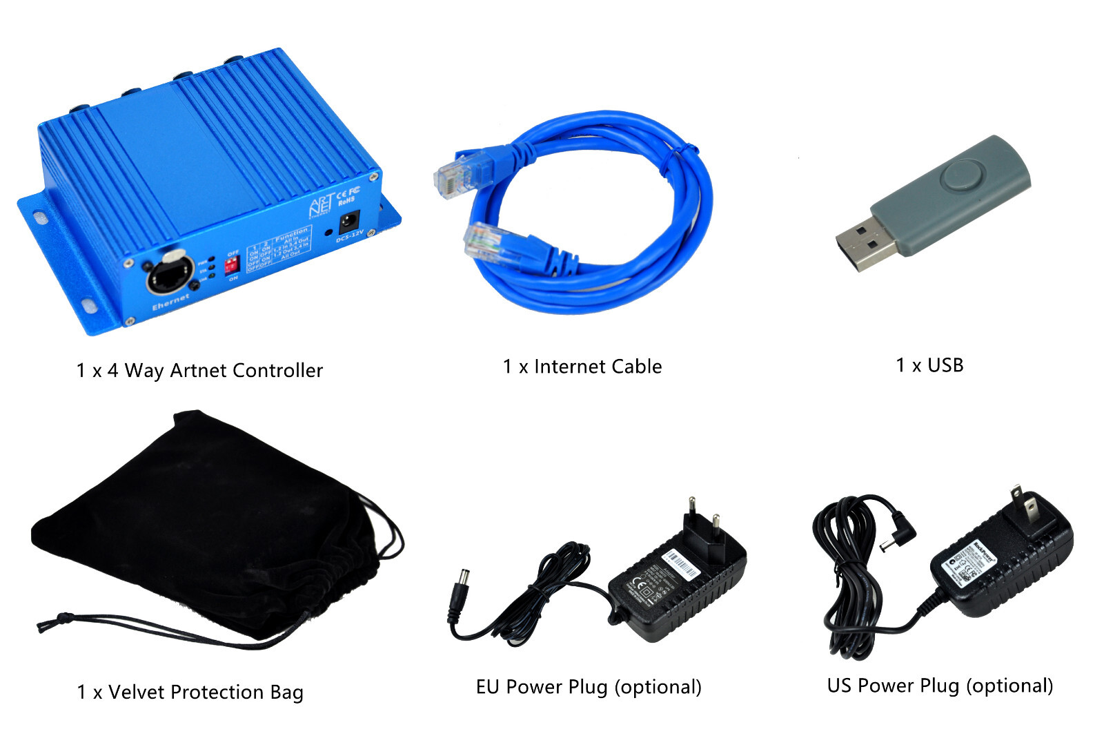DMX512 4 Way ArtNet Ethernet Converter 3PIN Controller Stage Moving Head Light