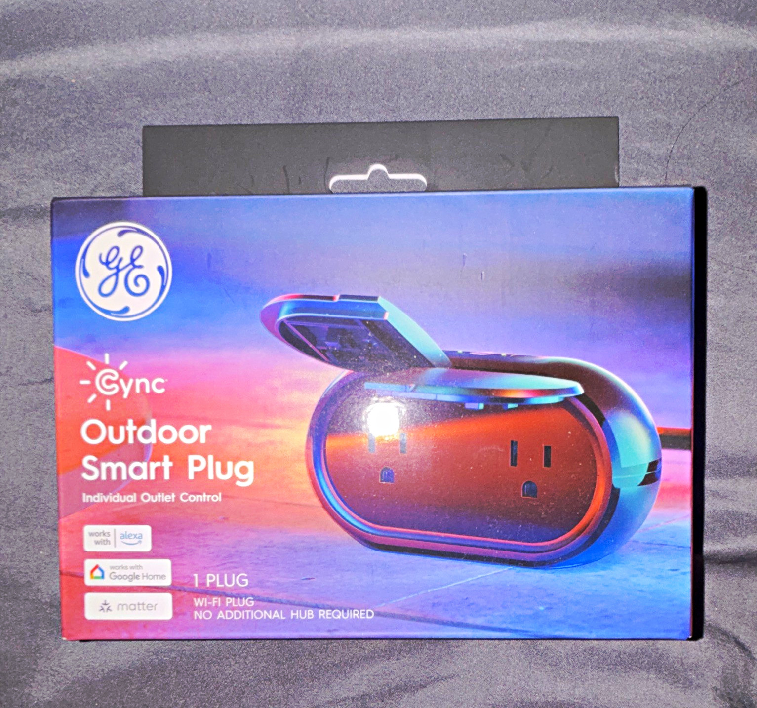 GE Cync Outdoor Wi-Fi Smart Plug, 2-Outlet Individual Control, Black Alexa