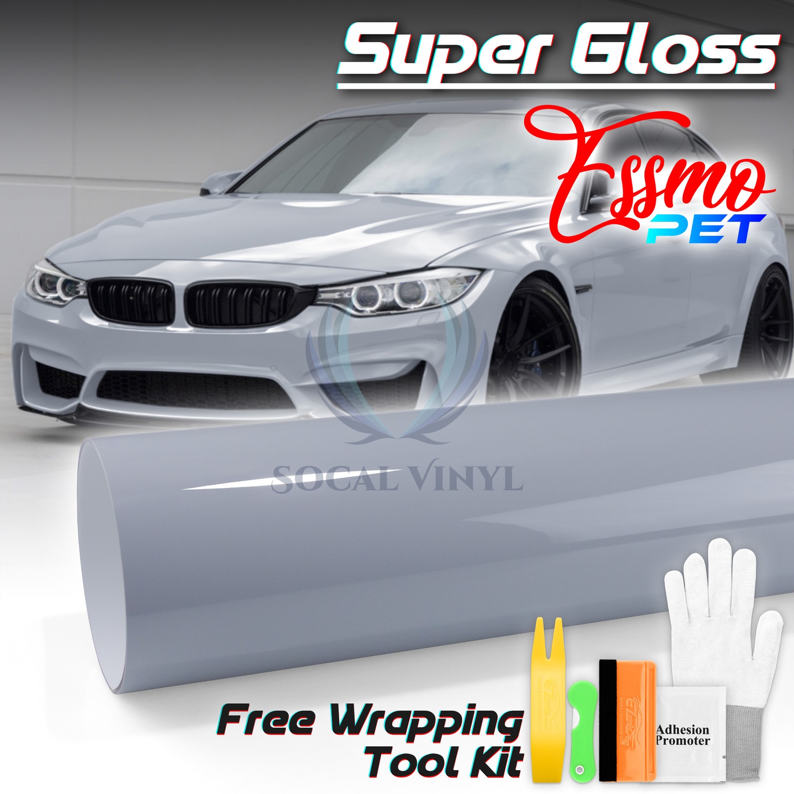 ESSMO PET Super Gloss Brooklyn Gray Vehicle Vinyl Wrap Decal Sheet Like Paint