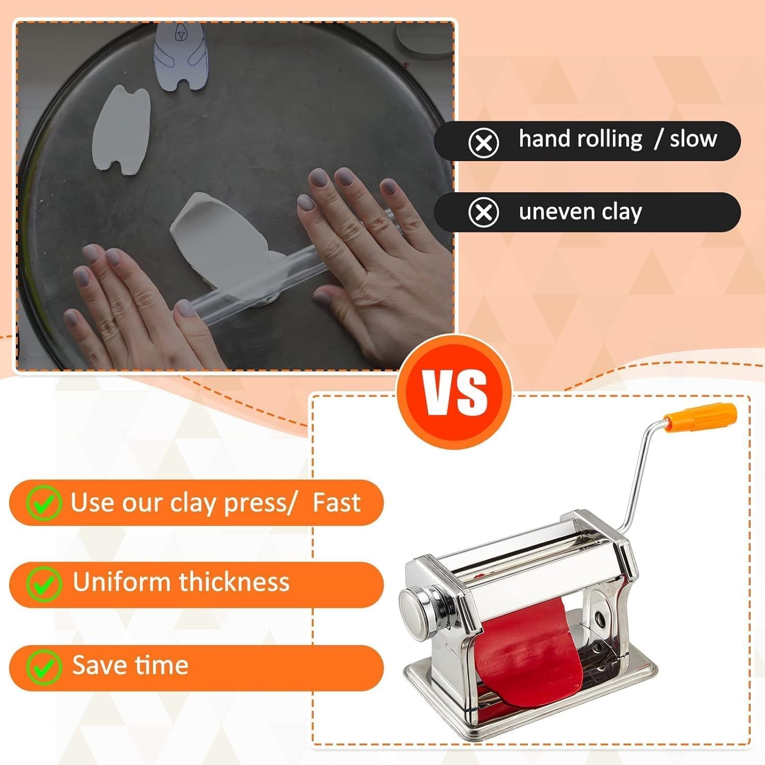 Stainless Steel Polymer Clay Roller Machine Set Includes Clay Presser Machine...