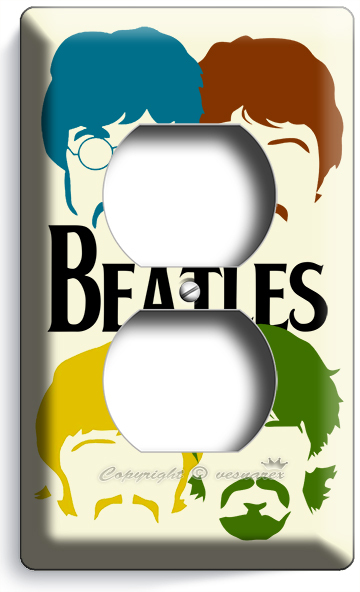 THE BEATLES POP ART JOHN GEORGE PAUL RINGO DUPLEX OUTLETS COVER ROOM HOME DECOR