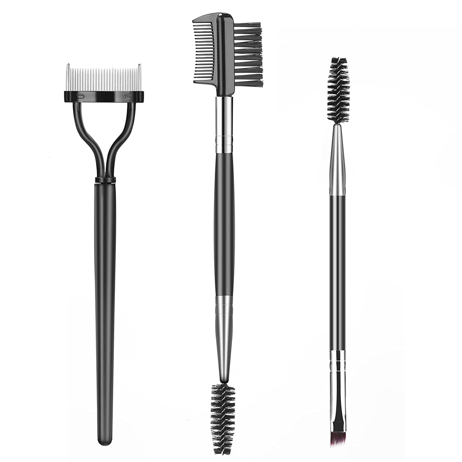 Eyebrow Brush Eyelash Separator Brow Comb & Lash Spoolie Makeup Tools 3 Pieces