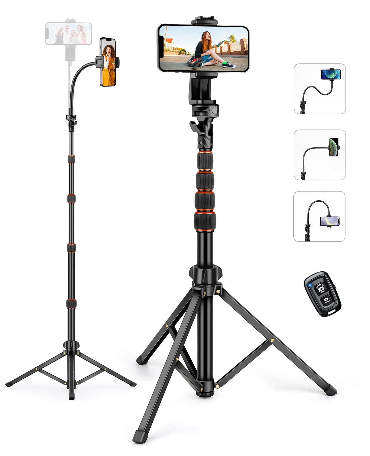 Cell Phone Tripod Stand for Travel Video Recording Vlog with Remote Control