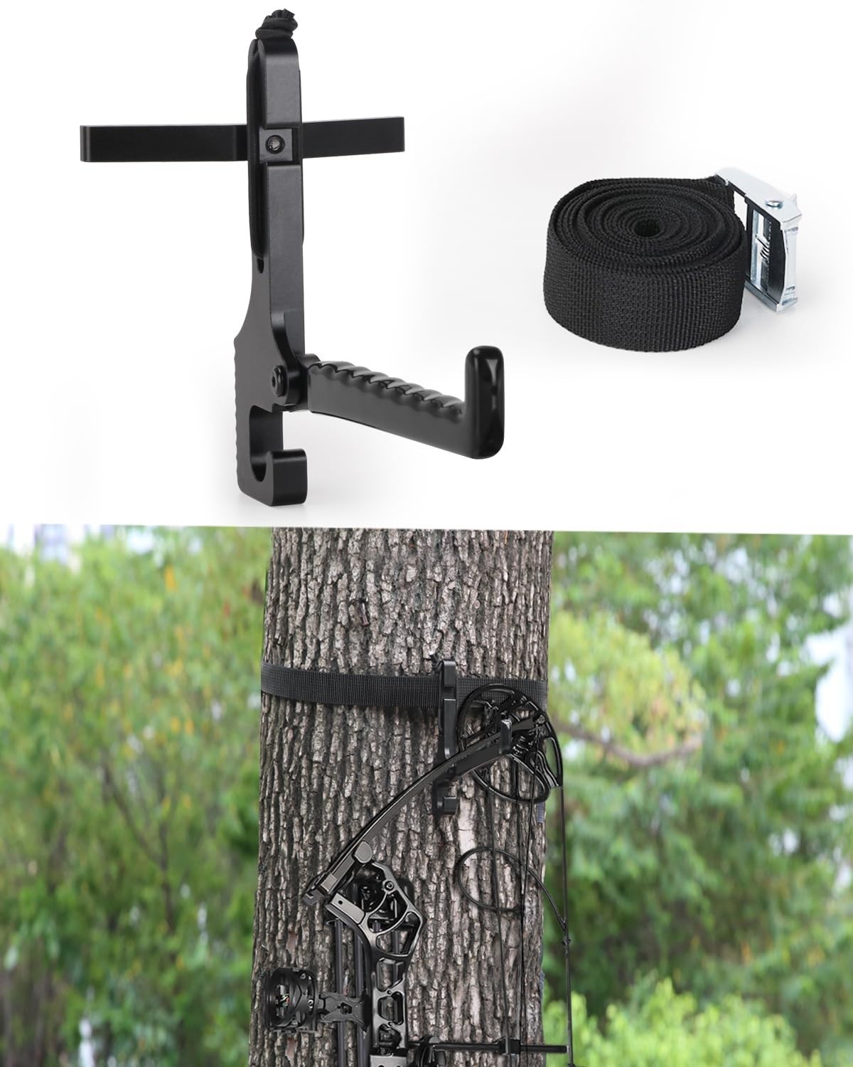 Lightweight Folding Bow Hanger with Strap & Backpack Hook - Saddle & Crossbow Ac