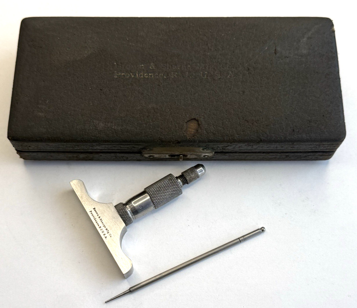 Brown & Sharpe Depth Micrometer Gage USA Pat. Jan 11, 1898