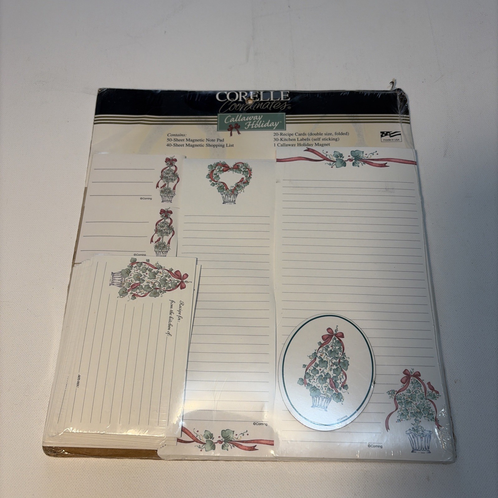 Vintage Corelle Coordinates Callaway Christmas Recipe, Note Pad, Stationery New