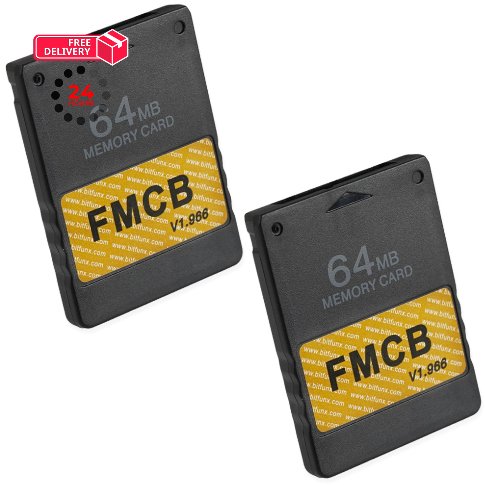 FMCB Free McBoot PS2 Memory Card v1.966, 64 MB, Plug & Play - 2 2 Pack, Black