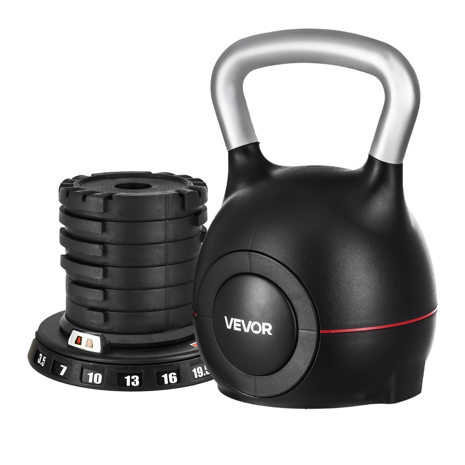 VEVOR Adjustable Kettlebell with 7 Weight Levels 3.5/7/10/13/16/19.5/22.5 lbs