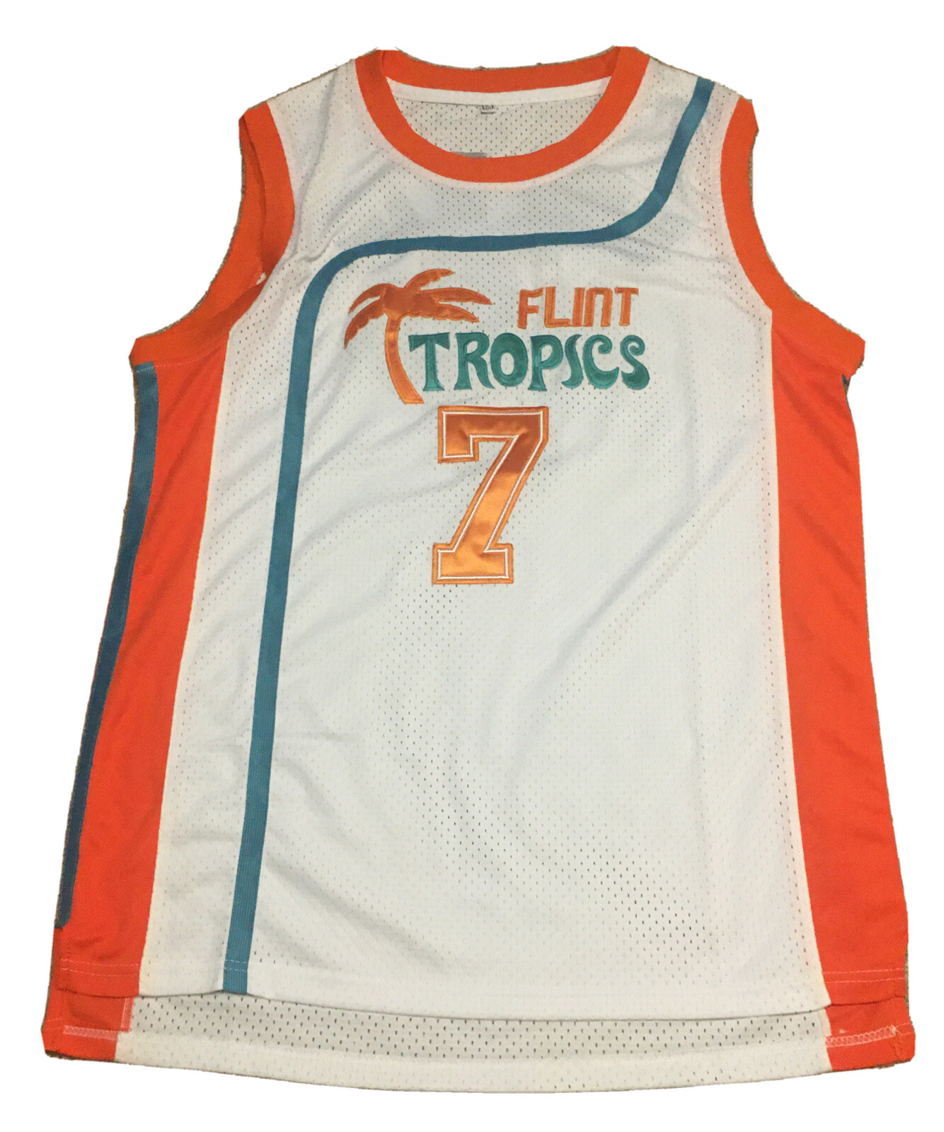 Coffee Black #7 - Flint Tropics Semi Pro Basketball Movie Jersey - Large