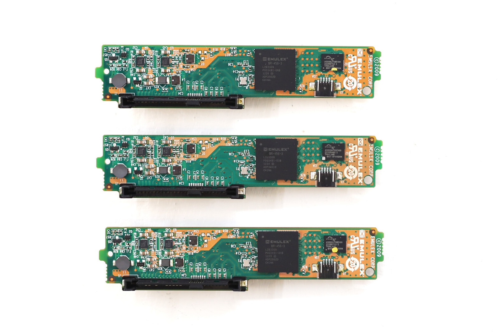Lot of 3 Emulex SATA to SAS 3.5" Interposer Hard Drive Adapter P/N: P003464-01B