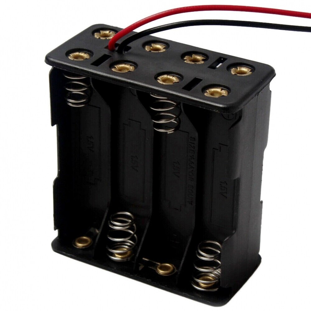 2x 8-AAA Battery Holder Case Spring Plastic Box Tow Layers Stacked Wires DC 12V