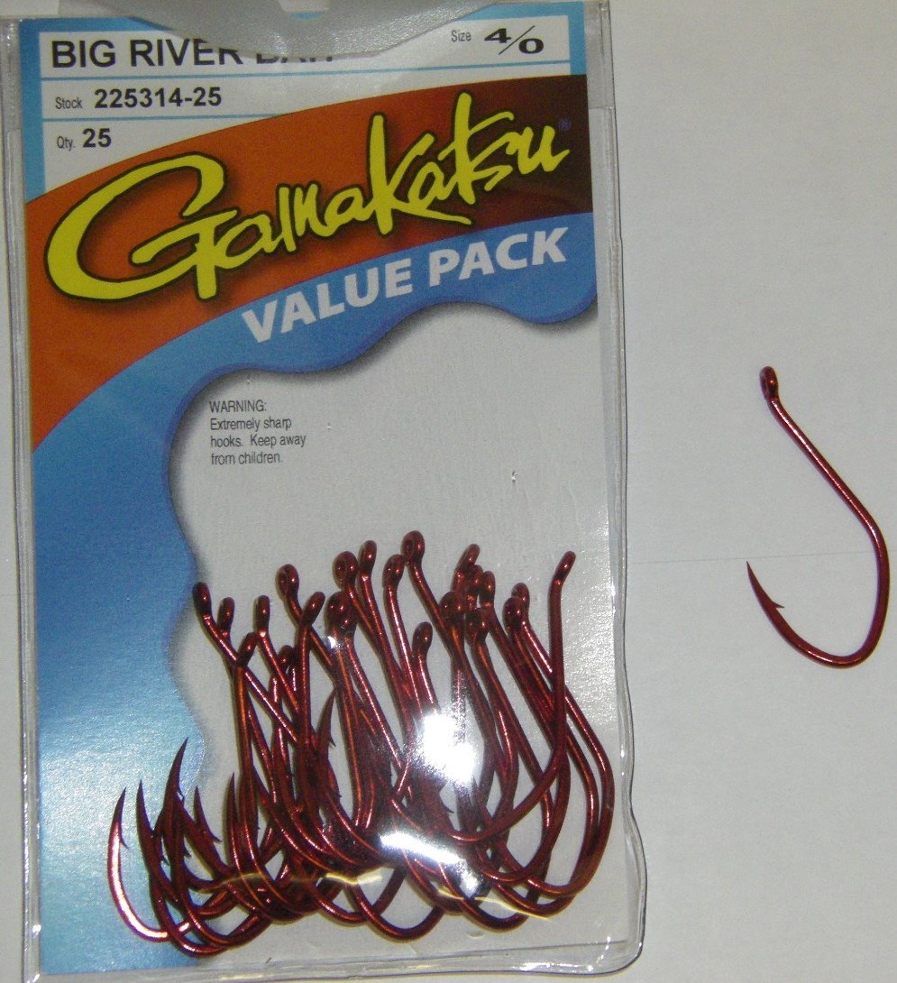 Gamakatsu Big River Bait RED Hooks Value Pack 225314-25 25 pack size 4/0