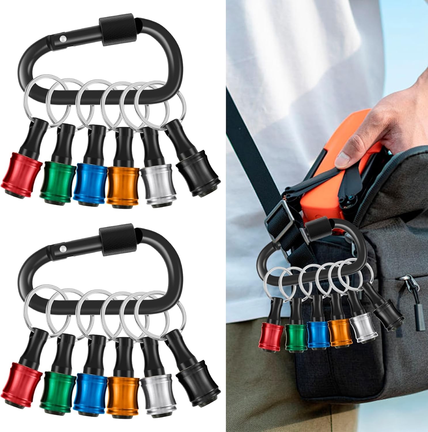 12Pcs Keychain Bit Holder For Impact Driver, 1/4" Socket Hex key chain size