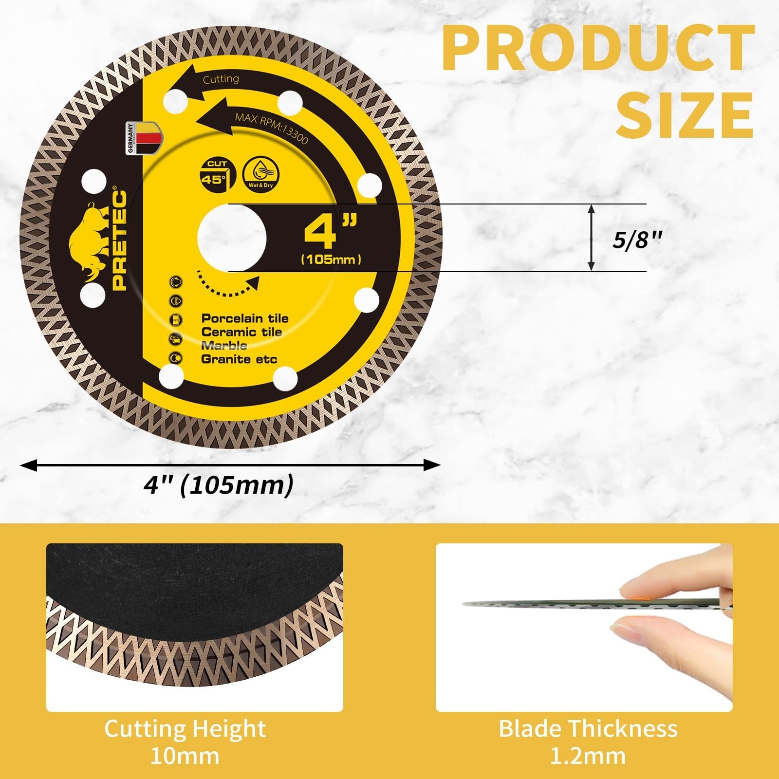 4" Super Thin Diamond Saw Blade Tile&Ceramic Cutting Grinding Disc Wet/Dry 2PCS