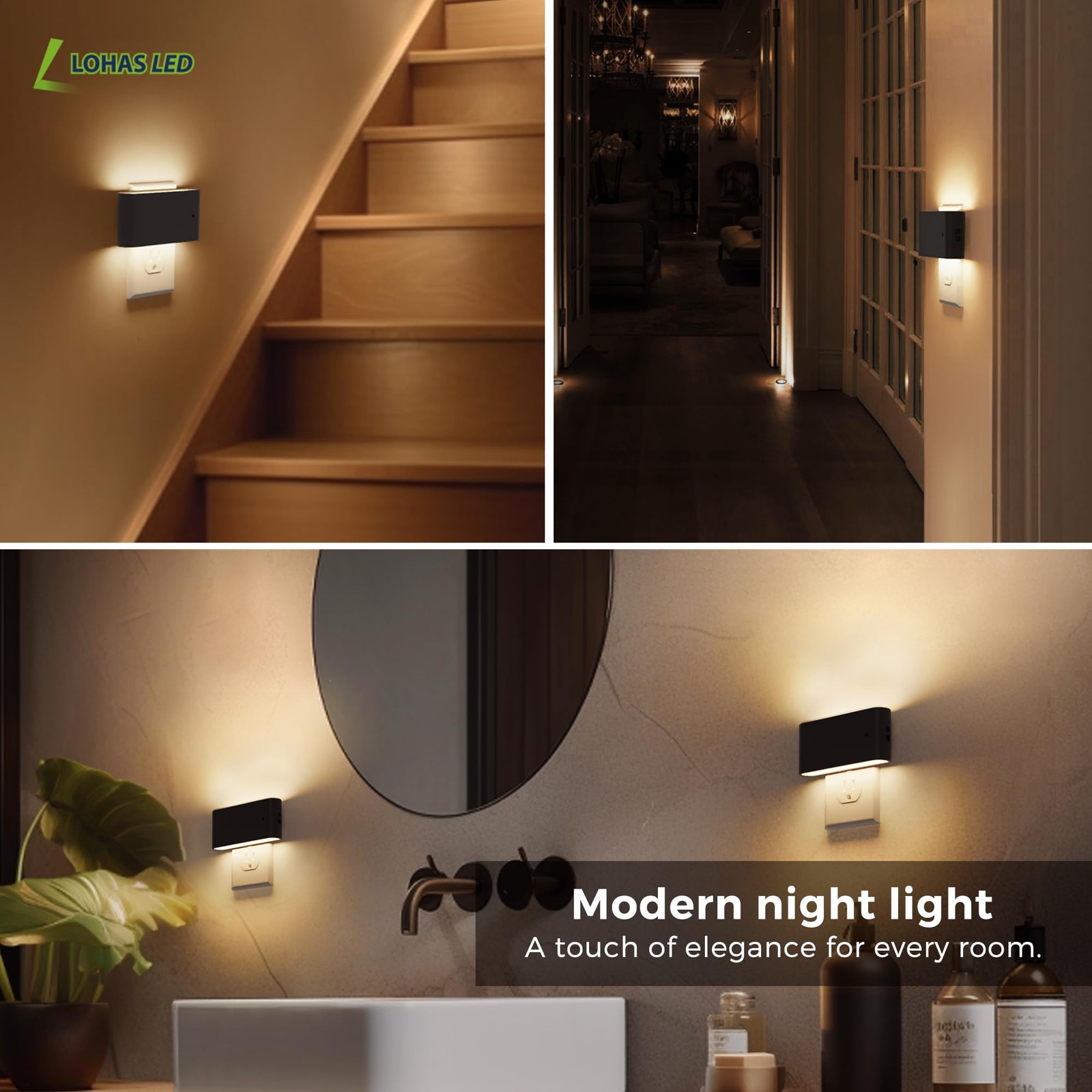 Night Light, 2 Pack Dimmable Modern LED Night Lights Plug into Wall,Dusk to D...