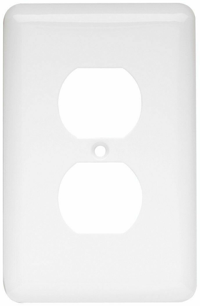 W10249-W White Stamped Single Duplex Outlet Cover Wall Plate