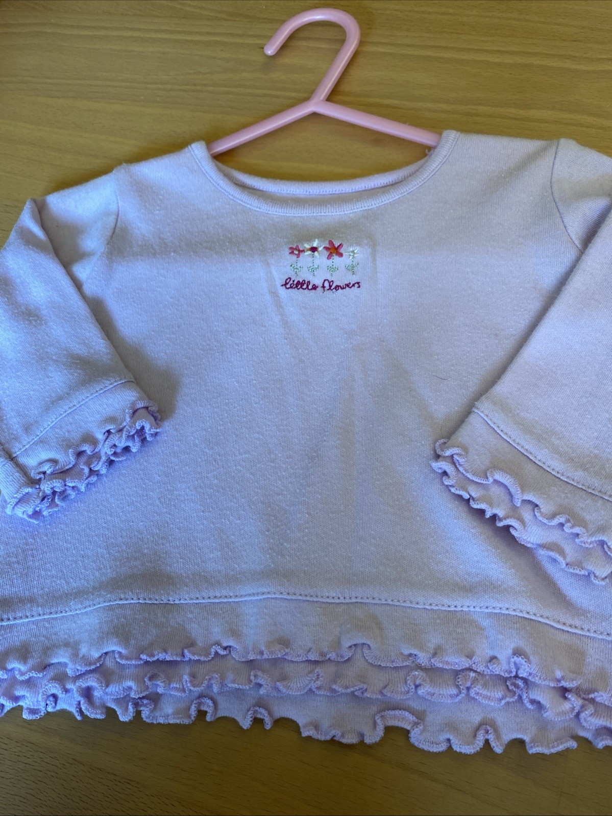 baby girls clothes 3-6 months Mothercare Purple Cotton Frilled Long Sleeve Top