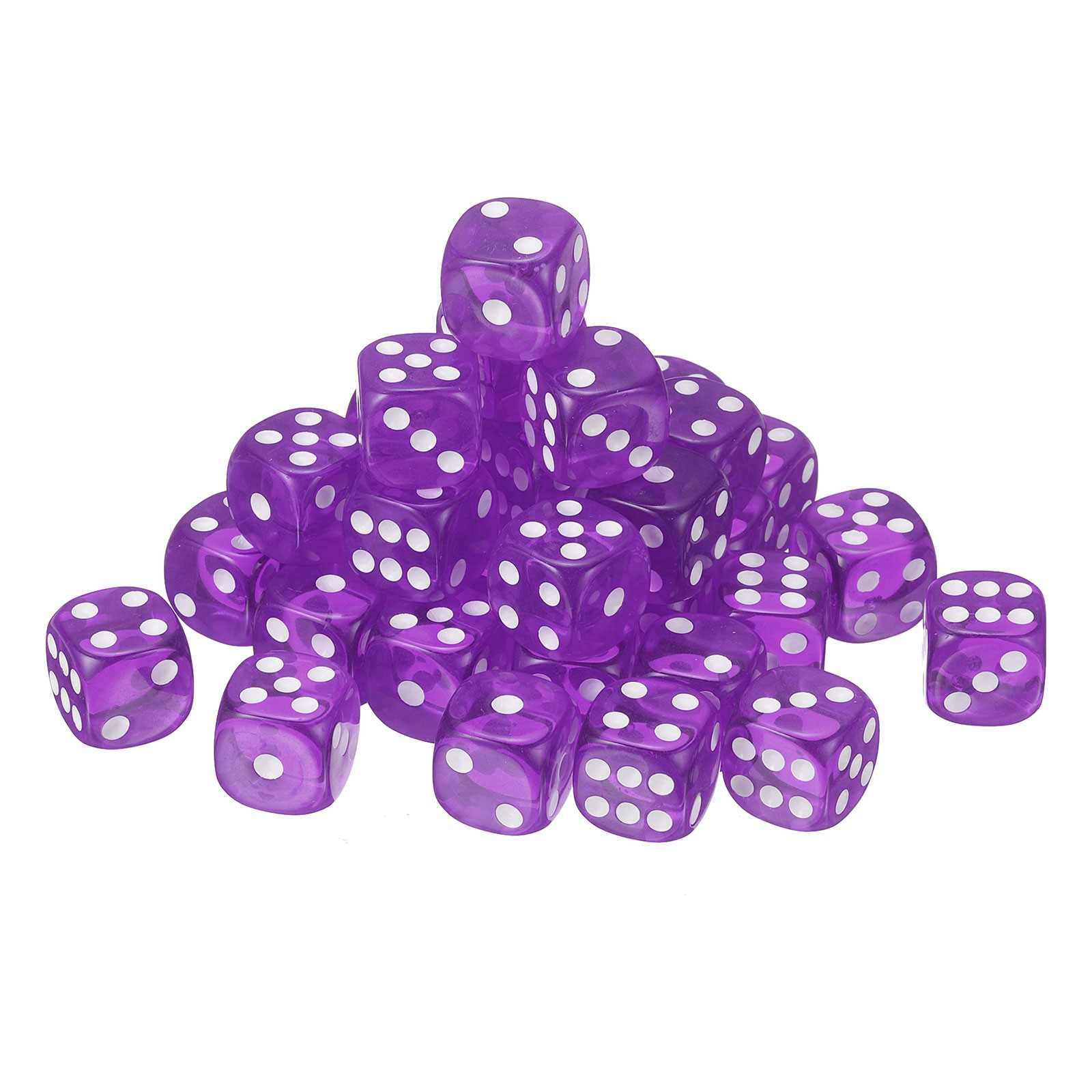50Pcs 6 Sided Acrylic Dice 16mm/0.63" Rounded Corner Translucent Dice Purple