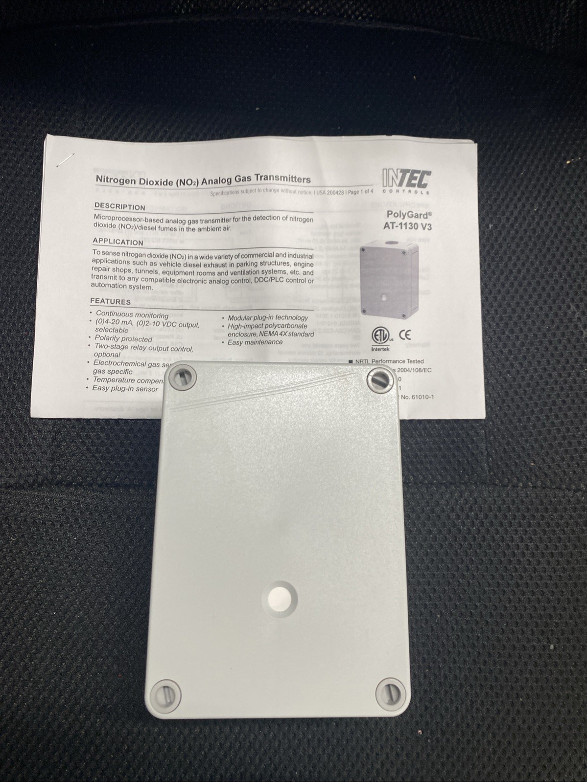 Polygard Nitrogen Dioxide NO2 Transmitter AT-1130-A-000-1 V4