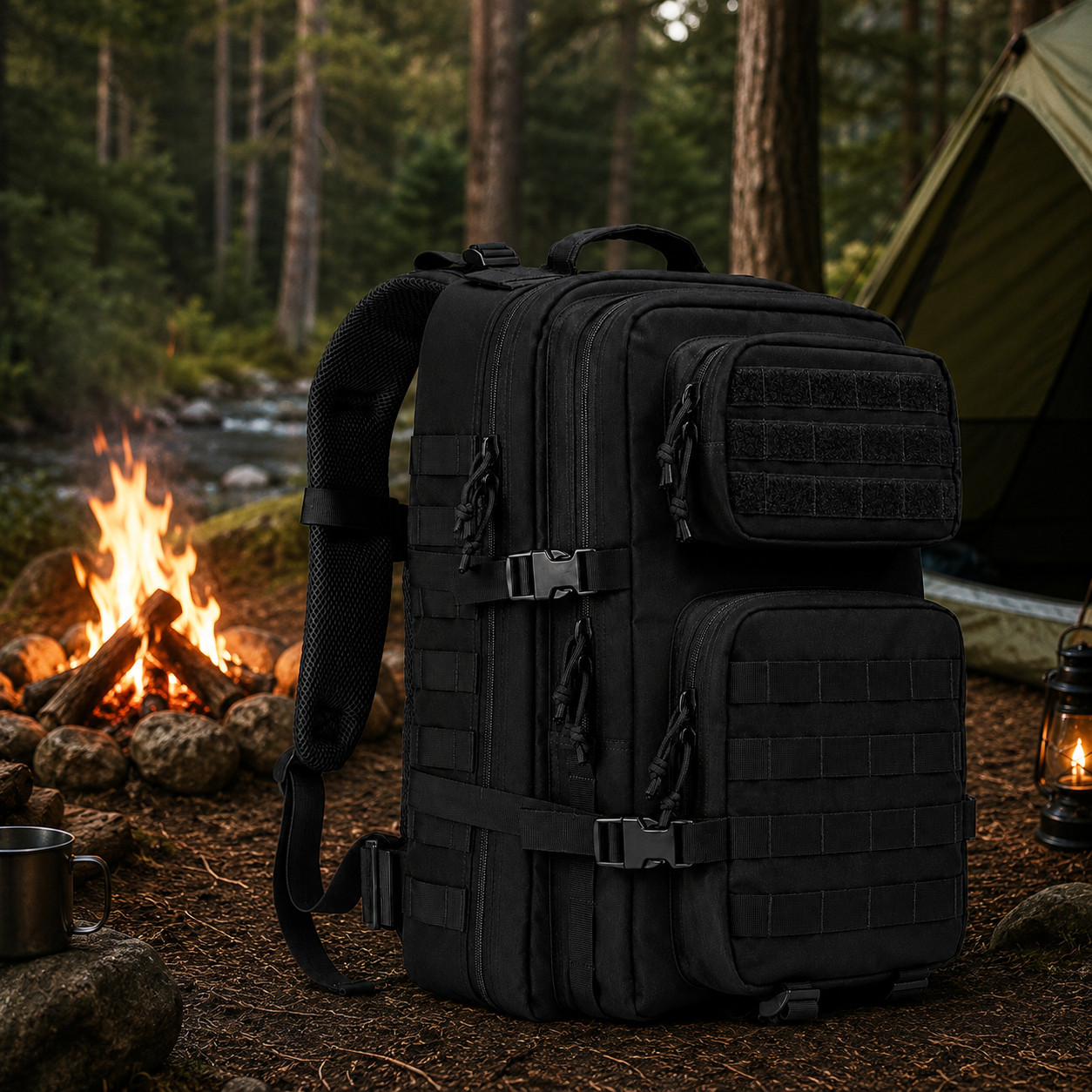 3 Day Assault Pack Military Tactical Backpack 40L MOLLE Outdoor Black