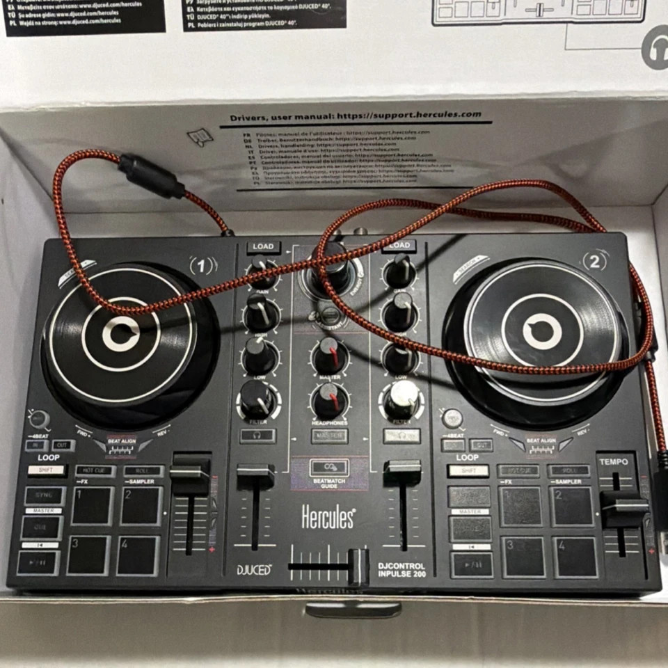 Hercules DJControl Inpulse 200 DJ Controller, Portable, Mixer, Loop/Sampler