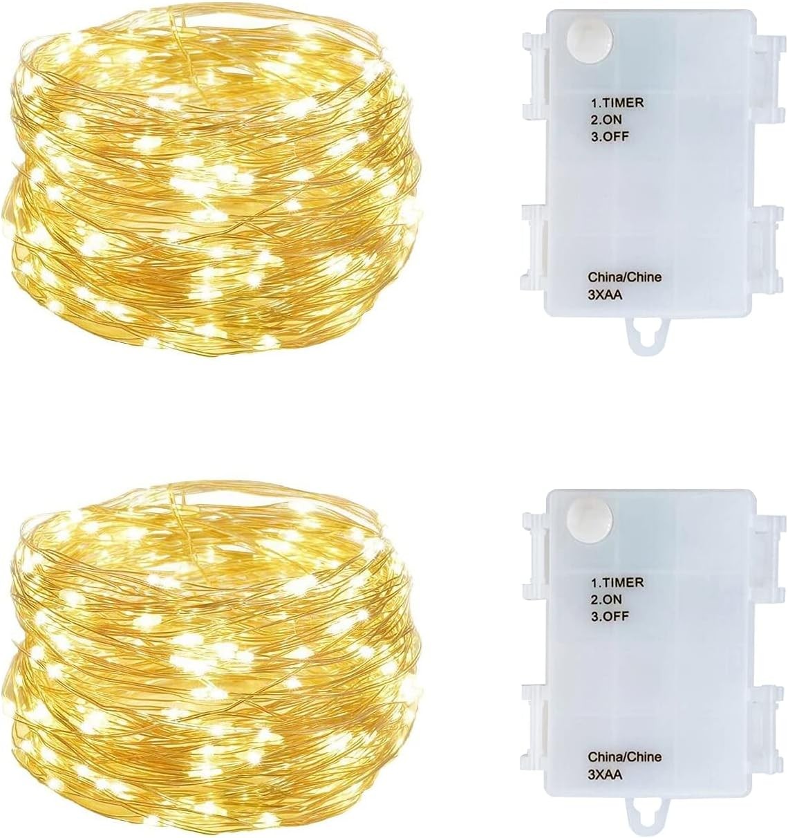 2 Pack Battery Operated Mini Led Fairy Warm White with Waterproof Box
